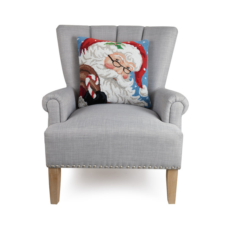 Festive Santa with Glasses 18" Square Wool Poly Velvet Pillow