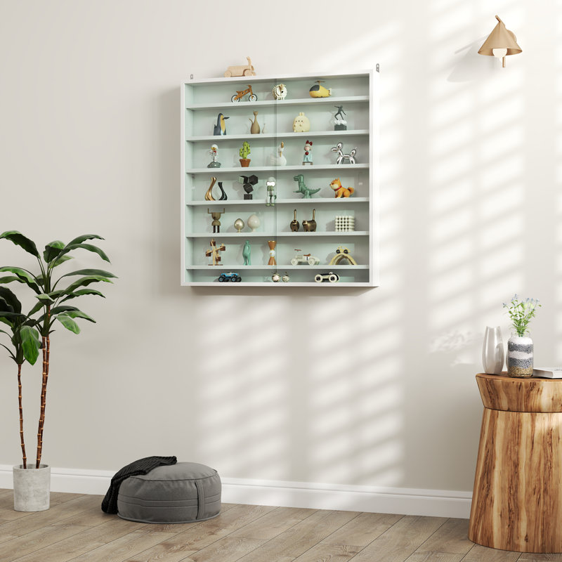 7-Storey Wall Shelf Display Cabinet, Shot Glass Display Case, White