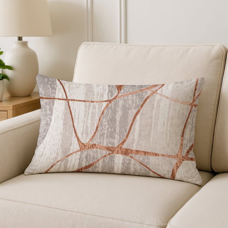 Coussin décoratif intérieur / extérieur gris Modern Modern, Rectangle H 14 po x l 20 po, Gris abstrait 148
