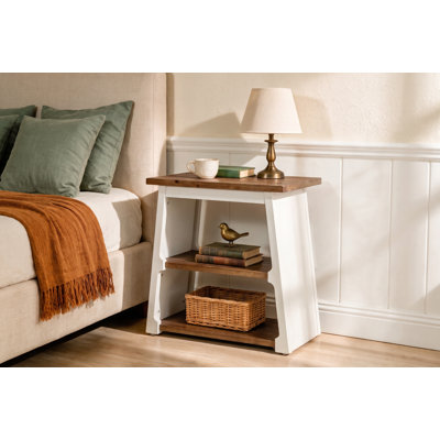 23.62'' W Solid Wood Nightstand with 2-Tier Shevles