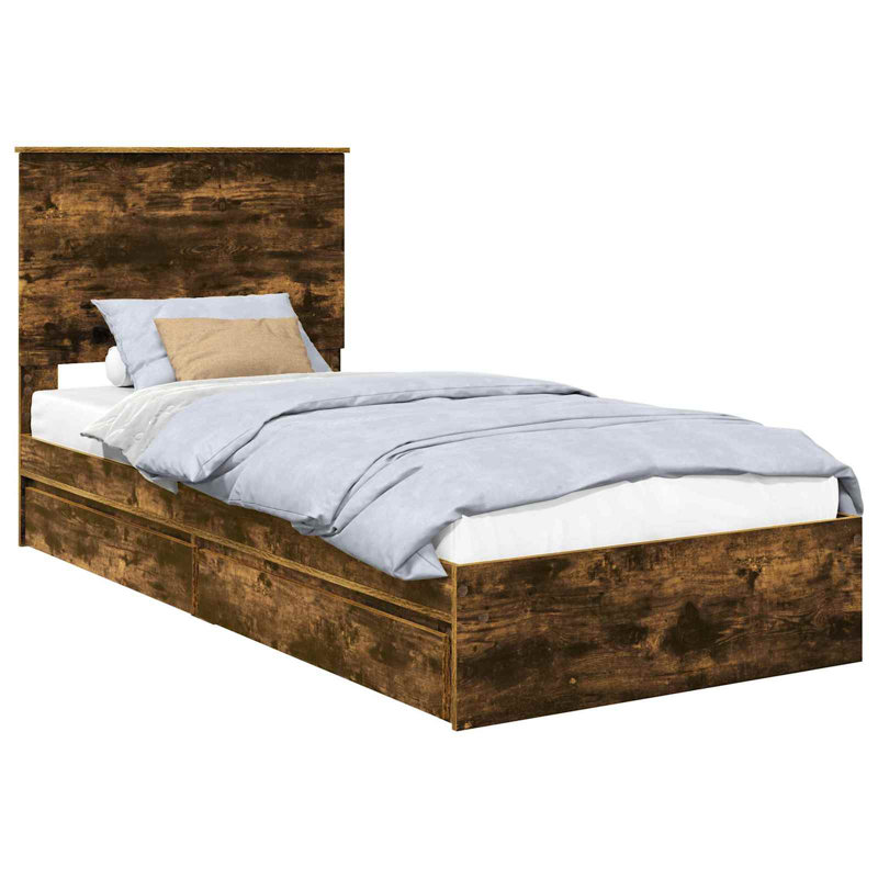Bed, European Single (90 x 200 cm), Smoked Brown