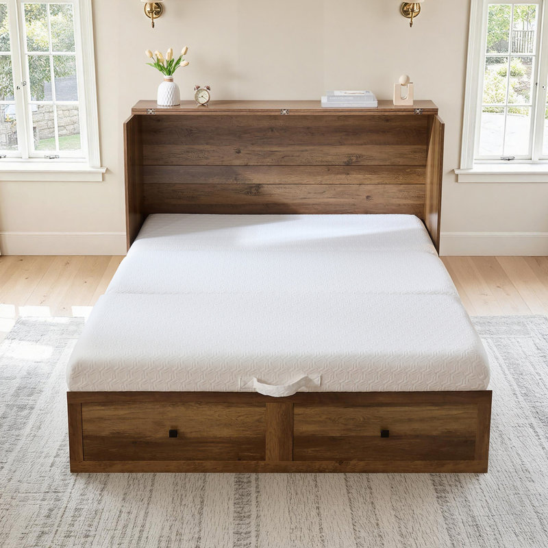 6" Tri-Fold Memory Foam Mattress With Non-Slip Cover For Murphy Bed, Twin, Twin