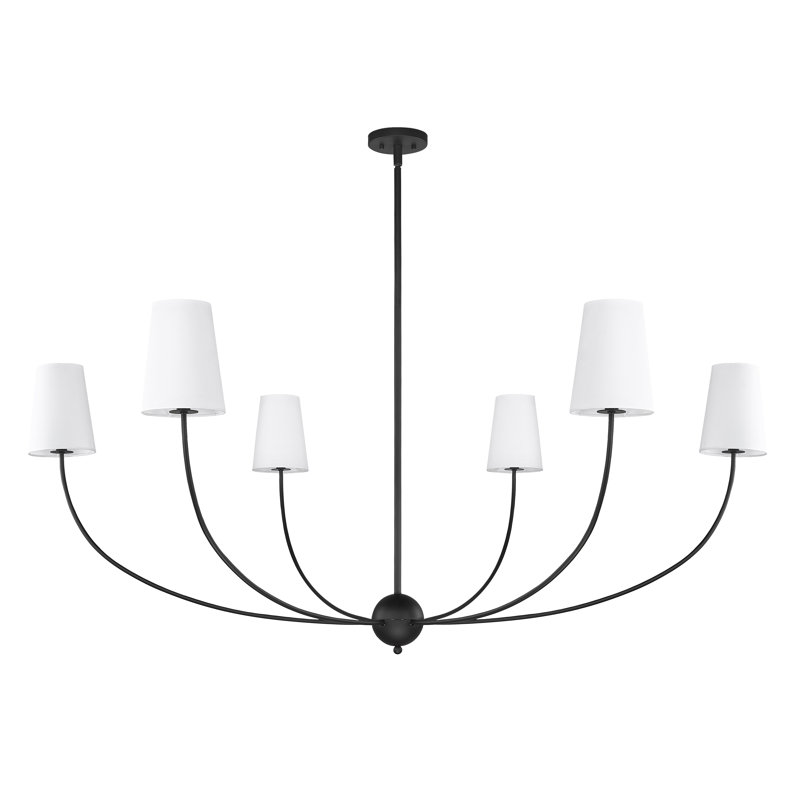 Caral Dimmable Traditional Shaded Chandelier, Matte Black, 25.75" H x 62" W x 62" D, 6
