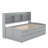 Grey Twin-Size Wooden Captain Bed With Internal Bookshelves, 3 Drawer Storage & Trundle Twin In Gray Built-In Bookcases, Drawers And Included-1697283713-1697283718