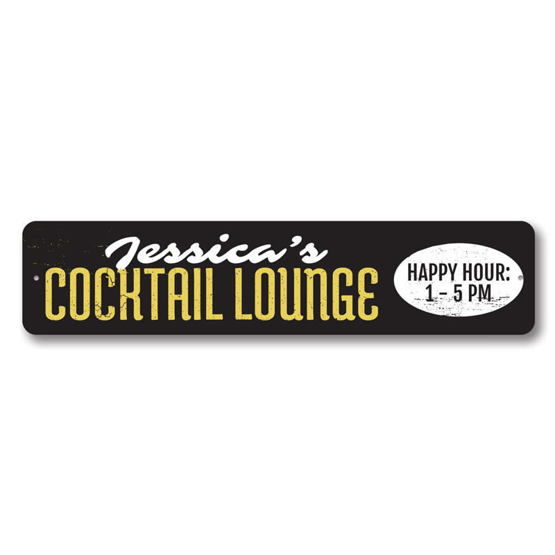 Plaque en aluminium Cocktail Lounge, H 6 po x l 24 po x P 0,06 po
