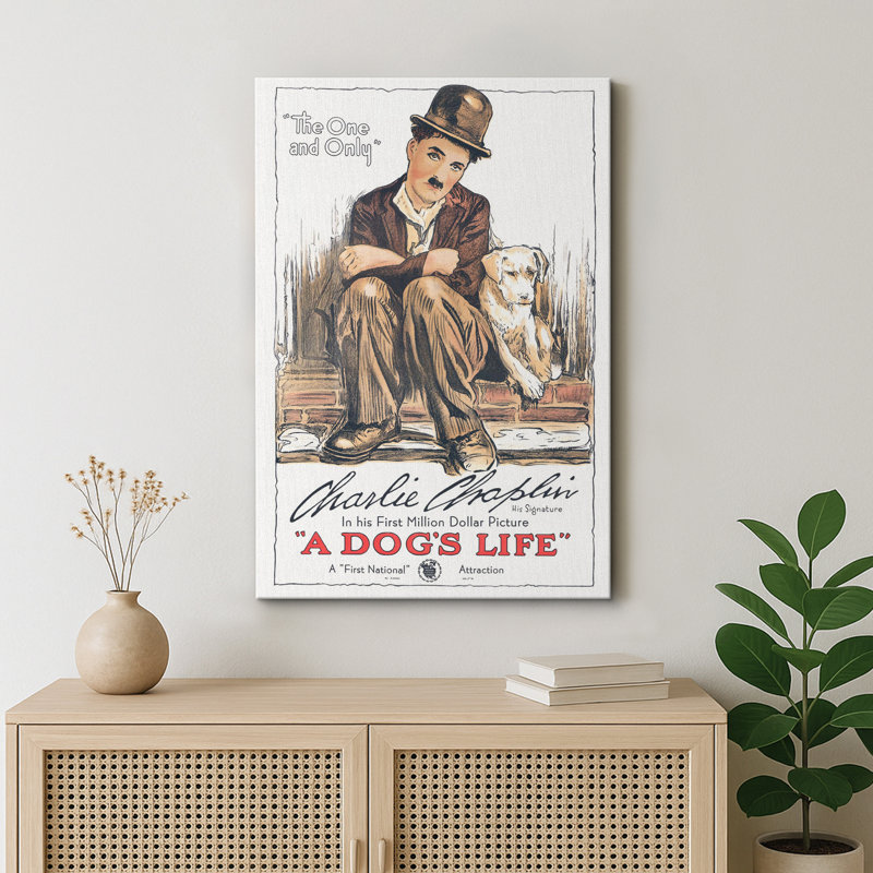 «A Dog’s Life», œuvre d'art de Charlie Chaplin, affiche de cinéma comique rétro, impression sur toile encadrée, Toile tendue