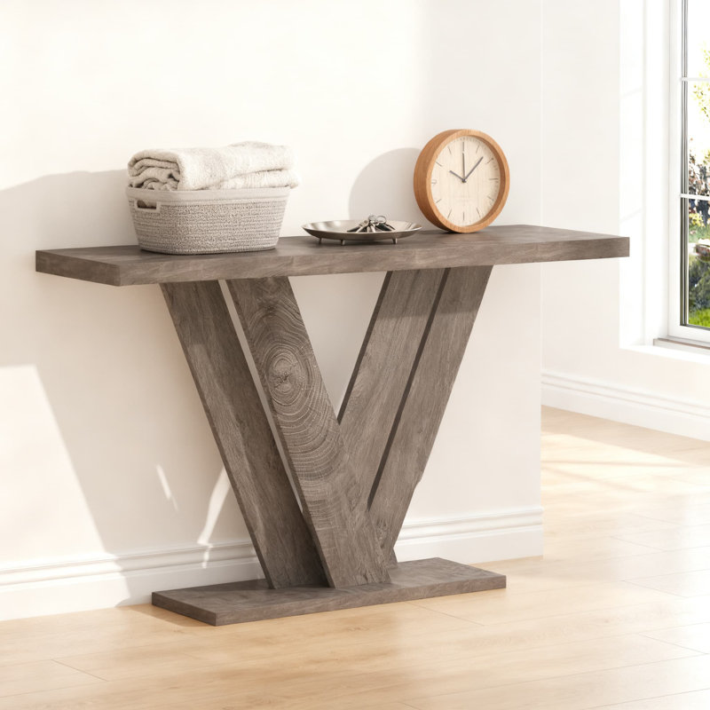Console de 51 pouces de style campagnard avec base en forme de V, canapé étroit pour le vestibule, le salon, le couloir et le vestibule, assemblage facile