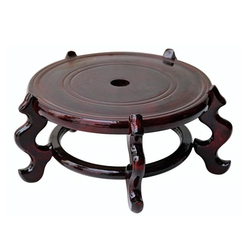 Beautiful Hand Craft Rosewood Chinese Style Vase Plant Stand, 6" H x 7.5" W x 7.5" D