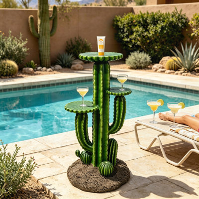 Support pour cactus saguaro en résine avec 3 étagères, grande sculpture de cactus à plusieurs niveaux pour l'intérieur et l'extérieur