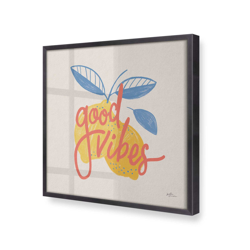 «Good Vibes Lemon», H 17,75 po x l 17,75 po, Cadre en zinc patiné