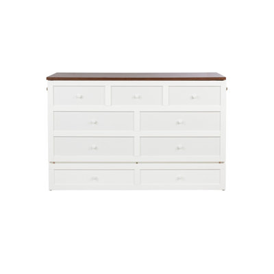 Armoire pour grand lit escamotable Murphy avec tiroir de rangement et station de charge, port USB, cadre de lit escamotable en pin massif pour bureau à domicile, studio ou chambre d'amis