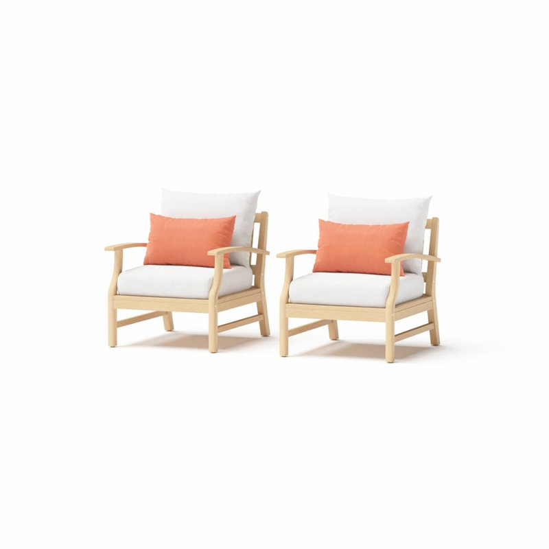 Paulet Acacia Outdoor Lounge Chair , Sunbrella® Cushions Included, Cast Coral Sunbrella® Plainweave
