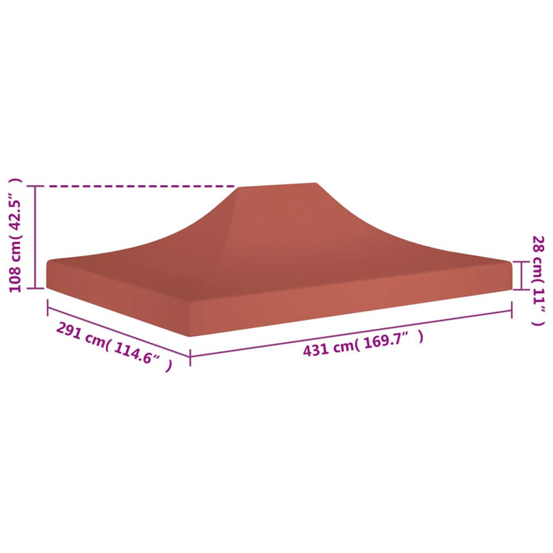 Avilla 4.3m x 2.9m Party Tent Roof, Terracotta