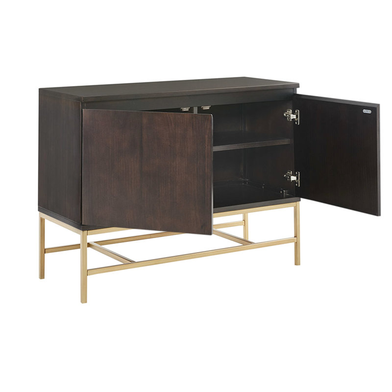 Armoire décorative - Structure en bois massif avec base en métal doré, base en bois fabuleux, 2 tablettes pour la maison