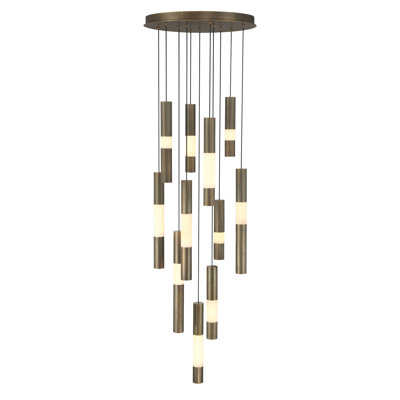 Chandelier , 11-Light, 20", Weathered Brass, Alabaster
