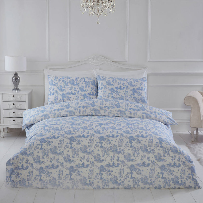 Toile Blue 100% Cotton Duvet Set    , Single