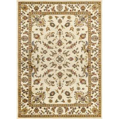 2' x 3' Cream Traditional All-Over Pattern Area Rug, Timeless Neutral Rug for Living Room Bedroom Entryway