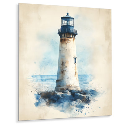 Phare de port vieilli - Affiche murale en métal