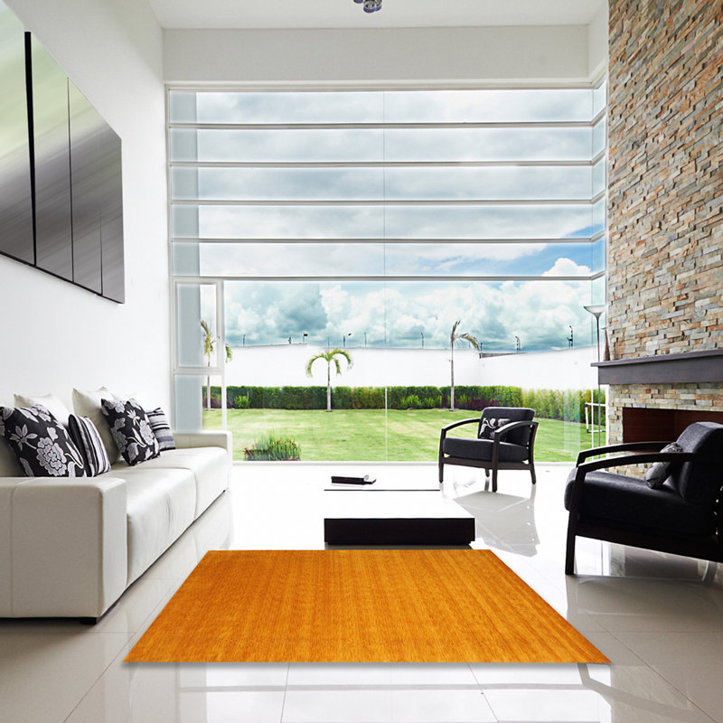 Tapis contemporain jaune, Carré 7 pi x 7 pi