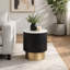 20" Gold Pedestal Accent Table Marble Top, White/Black