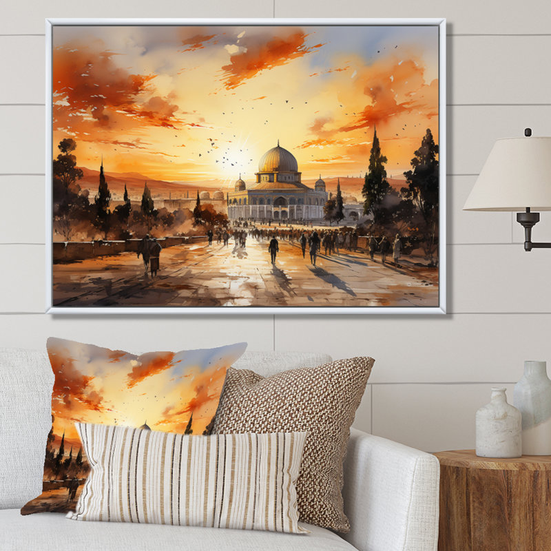" Islam Art Dome Of Faith II ", H 24 po x l 32 po, Cadre flottant blanc