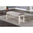 Stylish And Functional Dining Room Bench With Grey Fabric Cushion Seat And Unique Frame Back