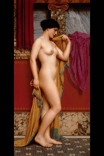 In the tepidarium par john william godward-impression, H 36 po x l 24 po x P 1,5 po