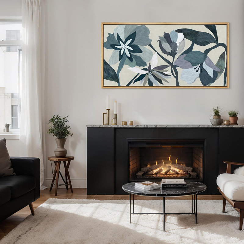 «Serene Botanicals Abstract Floral Panorama», reproduction encadrée, H 30 po x l 60 po, Naturel