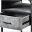Table de bout à 1 tiroir en béton gris et noir avec rangement spacieux et tablette ouverte, pour des intérieurs modernes et industriels.-522715494