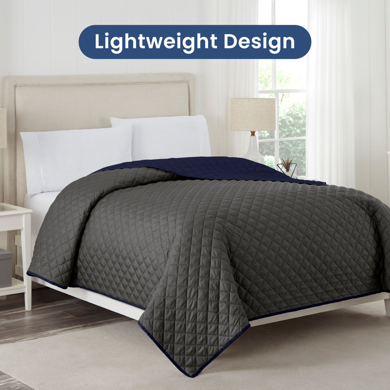 Martex Reversible Coverlet, Graphite / Navy, Twin