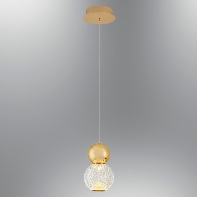 Elegant Yellow Chandelier, Metal Body, 4.7 in Diameter x 47.2 in Height | 1 x 5W LED Socket, 3000K, 500 Lm | Stylish Acrylic Cap, Perfect for Glam Home Decor & Modern Spaces, Energy Efficient Design