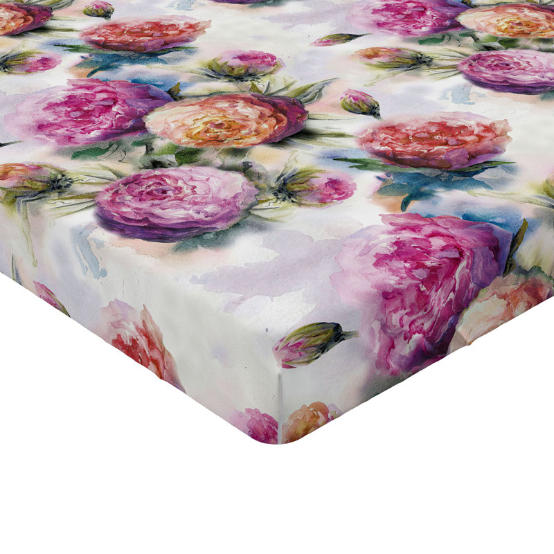 Drap-housse Ambesonne, Drap-housse très grand californien, Fuchsia pâle, pêche foncé / floral