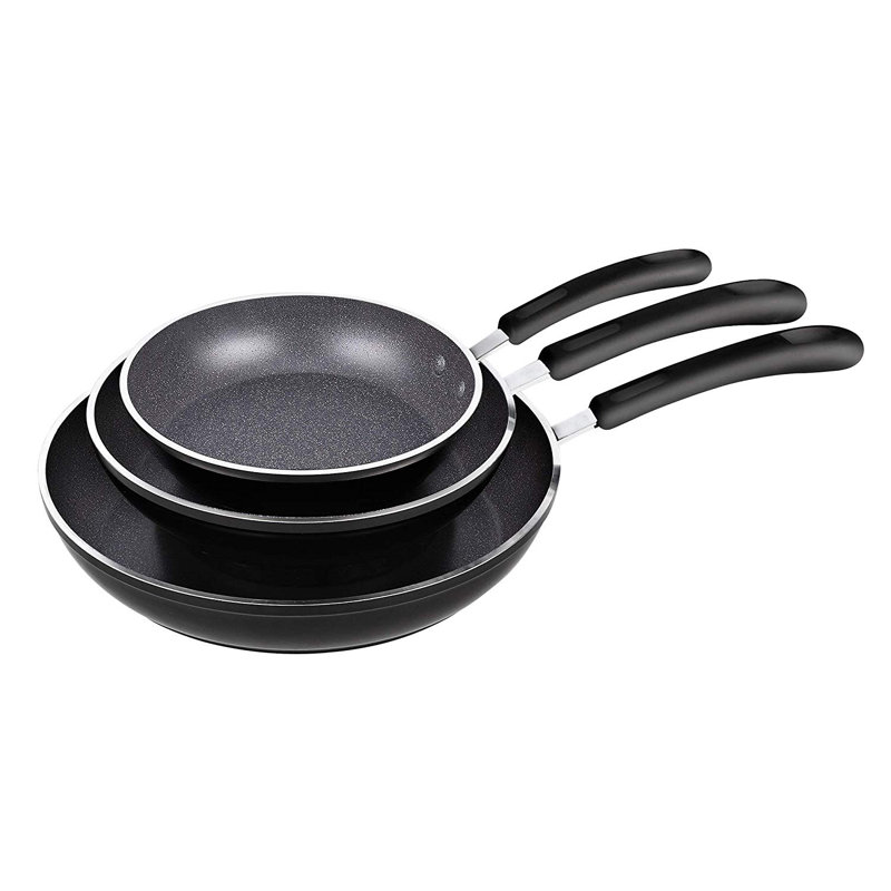 Cook N Home Professional 8/10/12 Inch Heavy Nonstick Frying Pan Set, Skillets with Non-Stick Coating, Induction, Compatible with All Cooktops, 3-Piece, Black/Marble