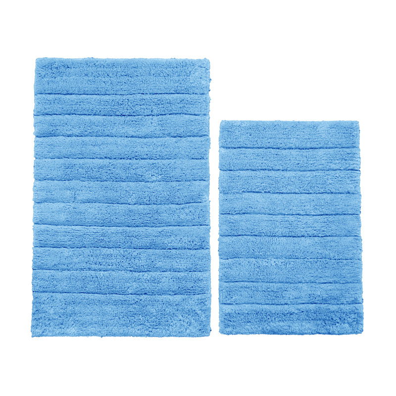 Shiwanda Ribbed Two Piece Bath Mat Set, Cornish Blue