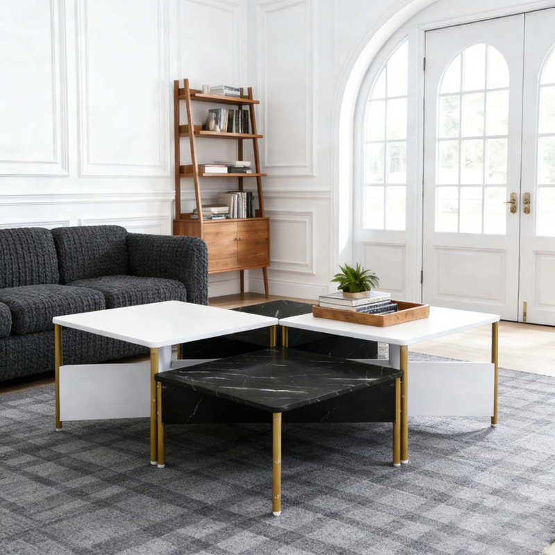 Ensemble de tables basses Modern Nesting, Noir, blanc