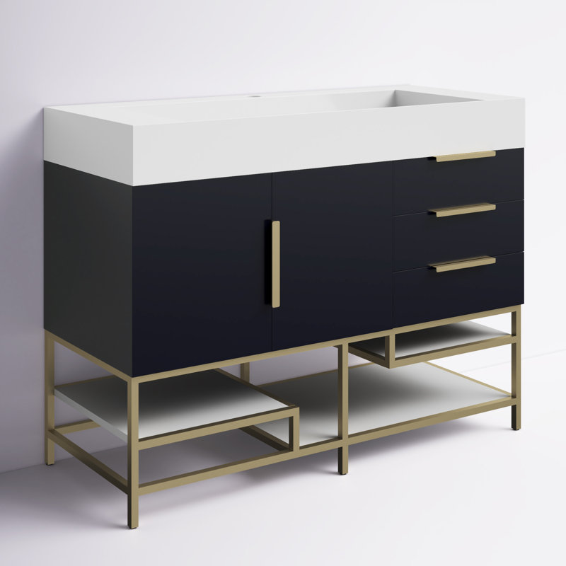 Ensemble de meuble-lavabo simple 47 po Glasgow, Gris foncé à haute brillance