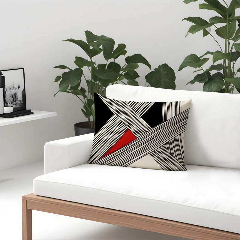 Cassie Abstract Outdoor Reversible Throw Pillow, Red, 14"H x 20"W