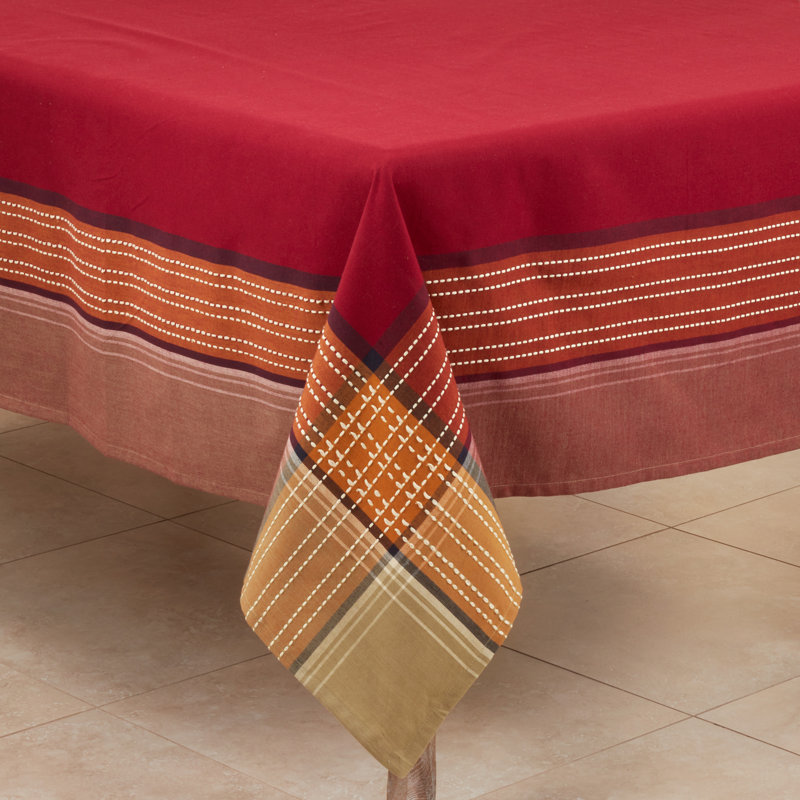 Ogema Striped 100% Cotton Square Tablecloth