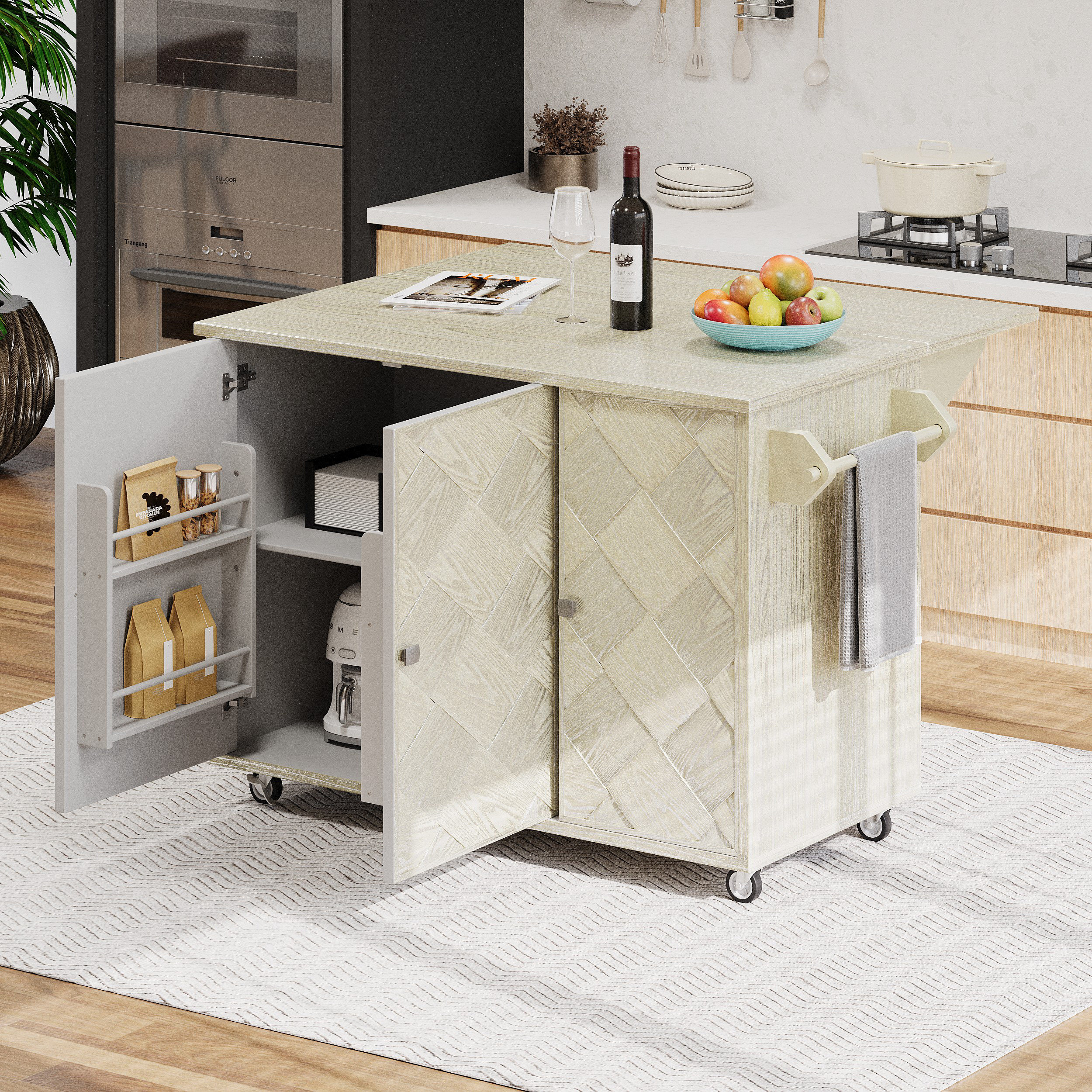 Latitude Run Rolling Kitchen Island: Stylish & Functional Kitchen Upgrade