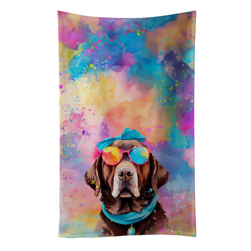 Chocolate Labrador Hippie Dawg Kitchen Towel