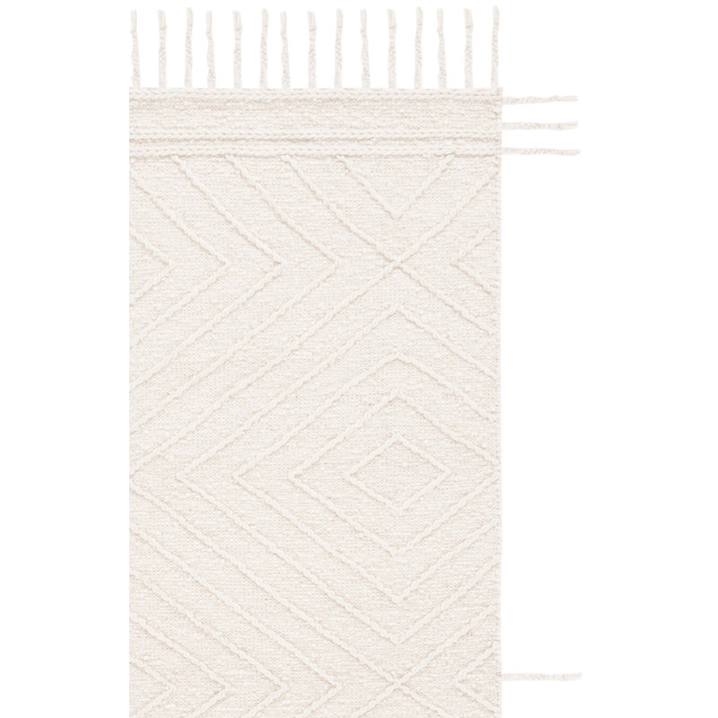 Baughman Handwoven Cotton/Wool Ivory Area Rug, Square 6'