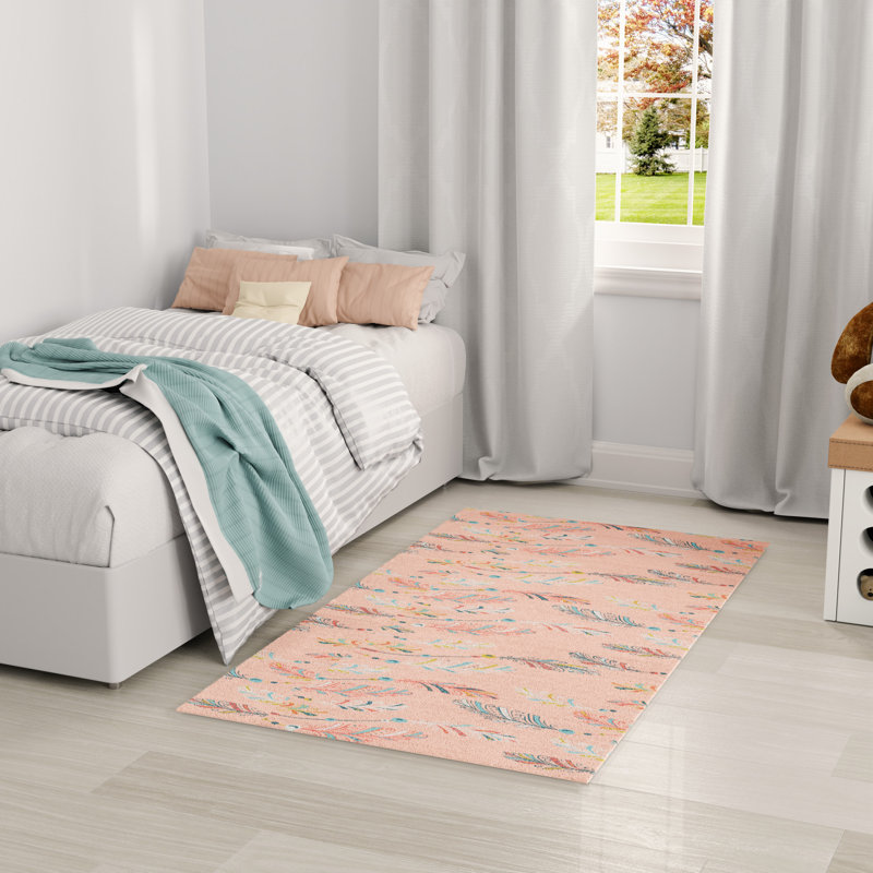 Tapis d'intérieur rose multicolore Arranjeet, Rectangle 3 pi 5 po x 5 pi