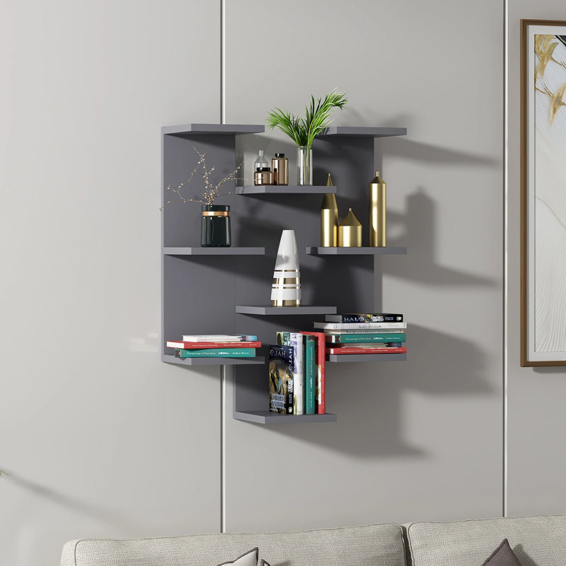 Conaty 9 Piece Floating Shelf, Anthracite