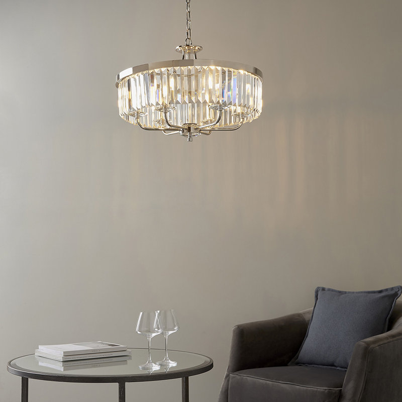 Bothell 6 - Light Crystal Chandelier, Bright Nickel