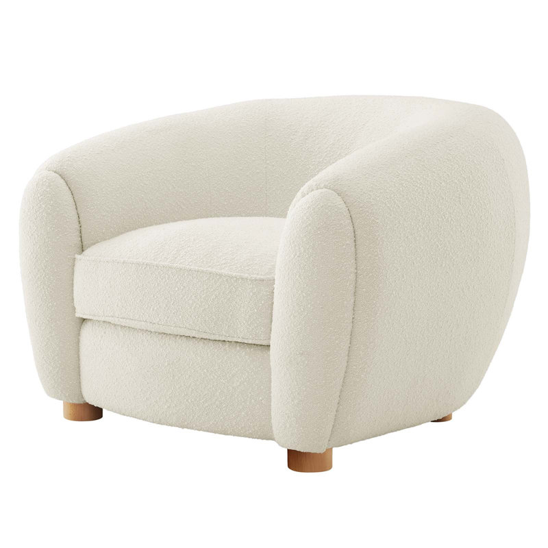 Modway Abundant Boucle Upholstered Fabric Armchair, Ivory Velvet