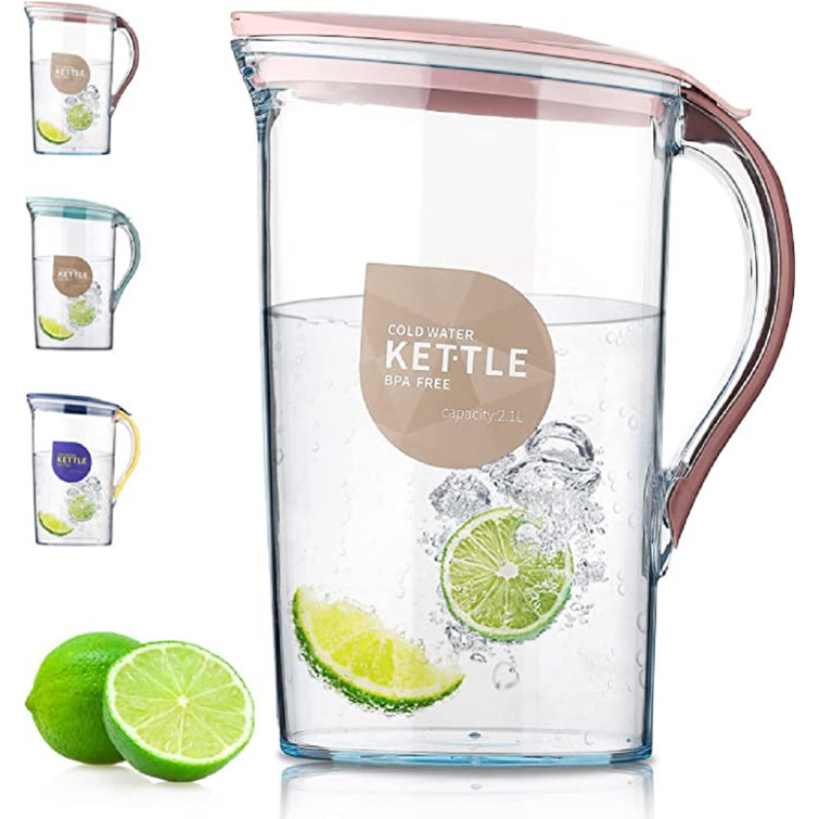 ASA Fridge Door Water Pitcher With Lid Perfect For Making Tea, Juice And  Cold Drink, 71 Oz Water Jug Made Of Clear Pet, No Smell Clear Fiber Glass  Carafe Bpa Free