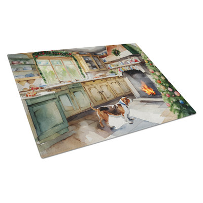 Planche à découper en verre Basset Hound Christmas Cookies