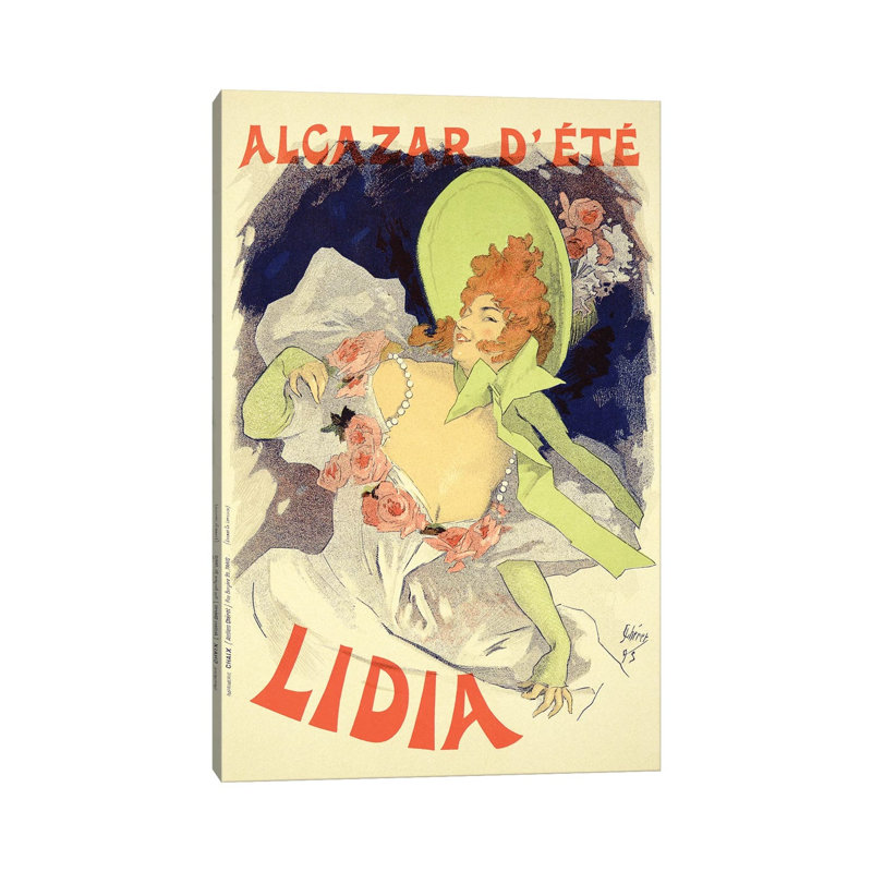 Lidia At The Alcazar D'ete Advertisement by Jules Cheret - Wrapped Canvas Painting, 66.04 cm H x 45.72 cm W