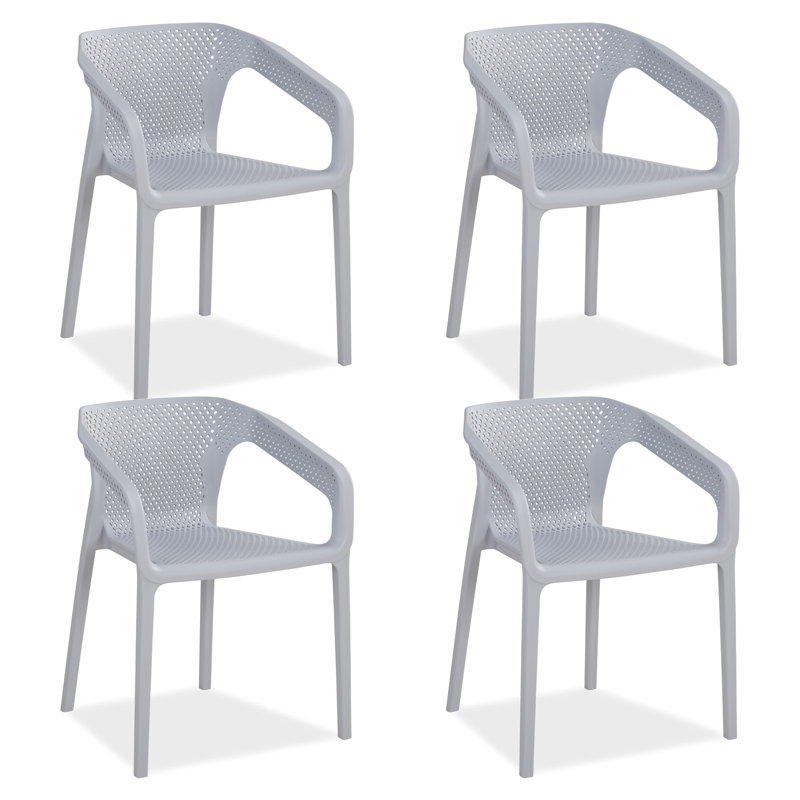 Jan Stacking Patio Dining Armchair, Grey/Brown/Blue