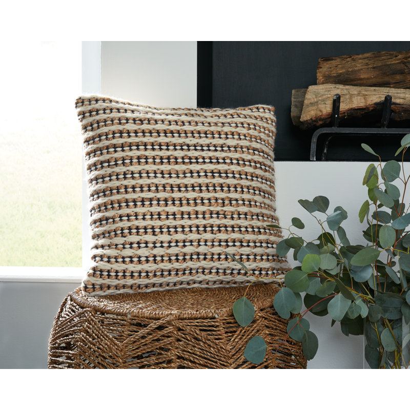 Nealington 20" Square Wool and Jute Striped Pillow